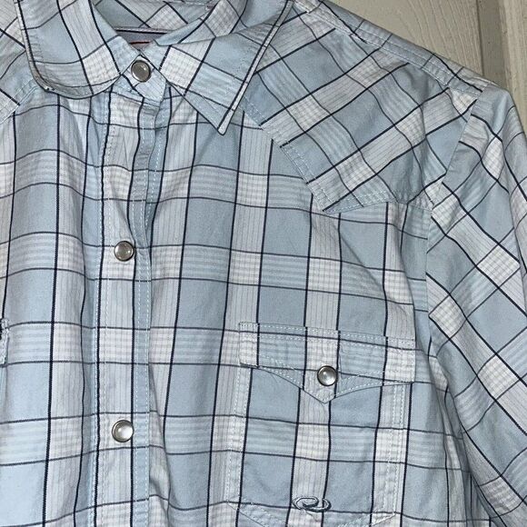 Roper Shirt Women's Large Blue Plaid Button Up Western Cowgirl Long Sleeve‎ - Picture 7 of 14